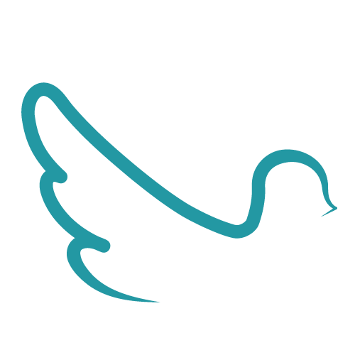 Schlichte, türkisfarbene Linienzeichnung eines Vogels - Symbol für würdevolle und bezahlbare Bestattungen bei YANA.