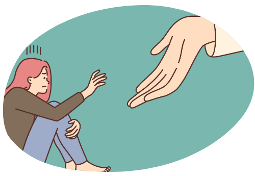 Frau in Not erhält helfende Hand - Symbol für Unterstützung und günstige Bestattung bei YANA Bestattung Deutschland.